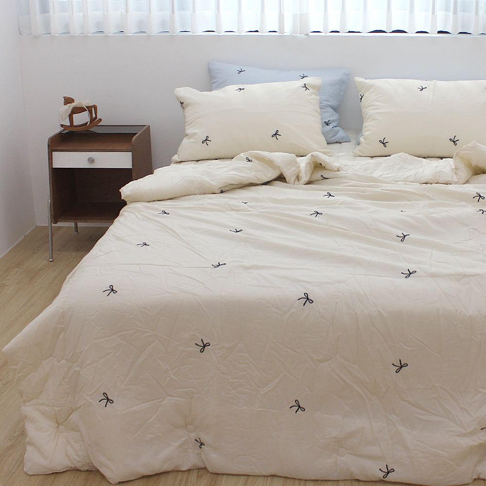 韓國 浪滿六月法式蝴蝶刺繡結莫代爾(無花邊)【SM418】