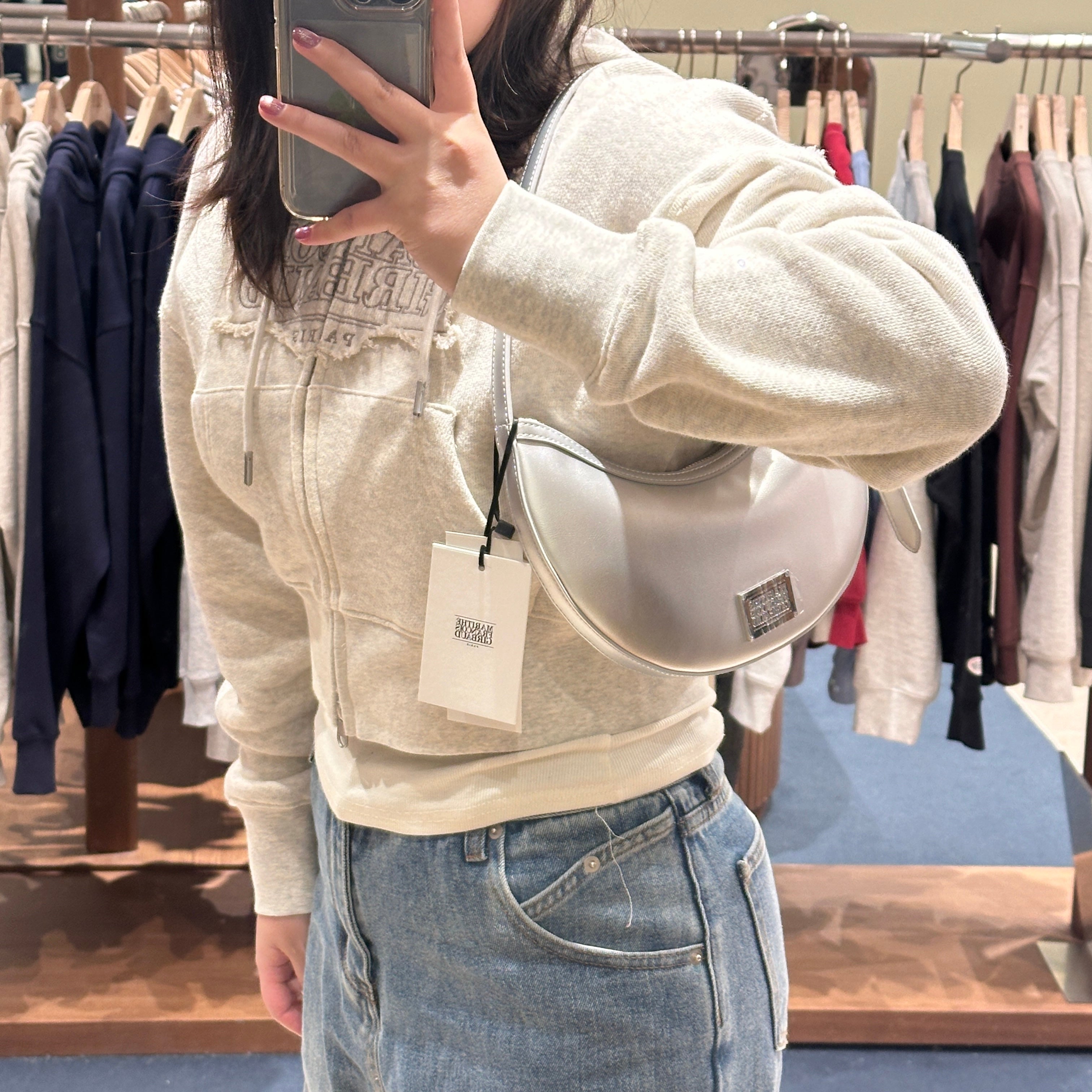 ☆Marithe + Francois Girbaud☆ HALF MOON BAG black MFG45SBG1 MARITHE FRANCOIS GIRBAUD CLASSIC LOGO HALF MOON SHOULDER BAG
