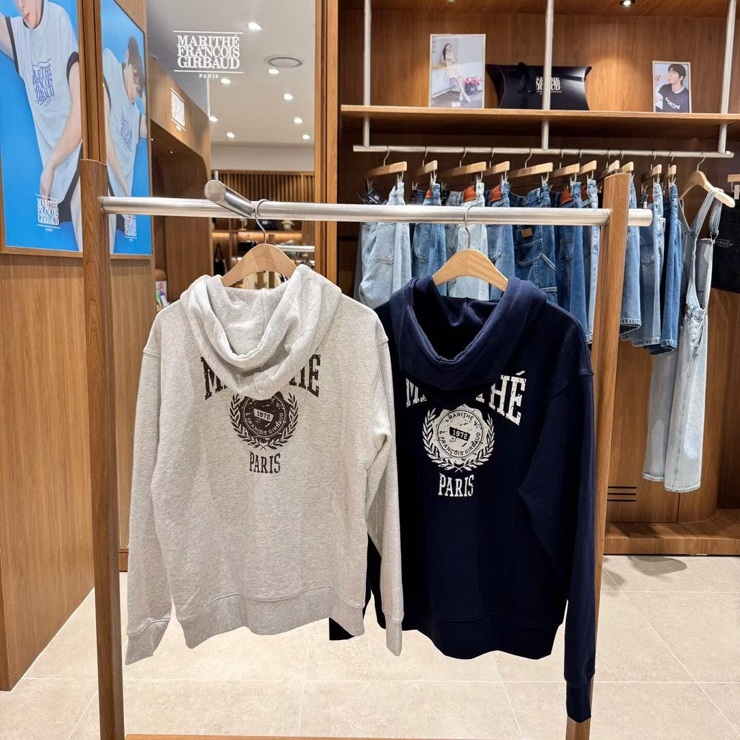 韓國 Marithe Francois Girbaud Big College Logo Graphic Hoodie Zipup【MF731】