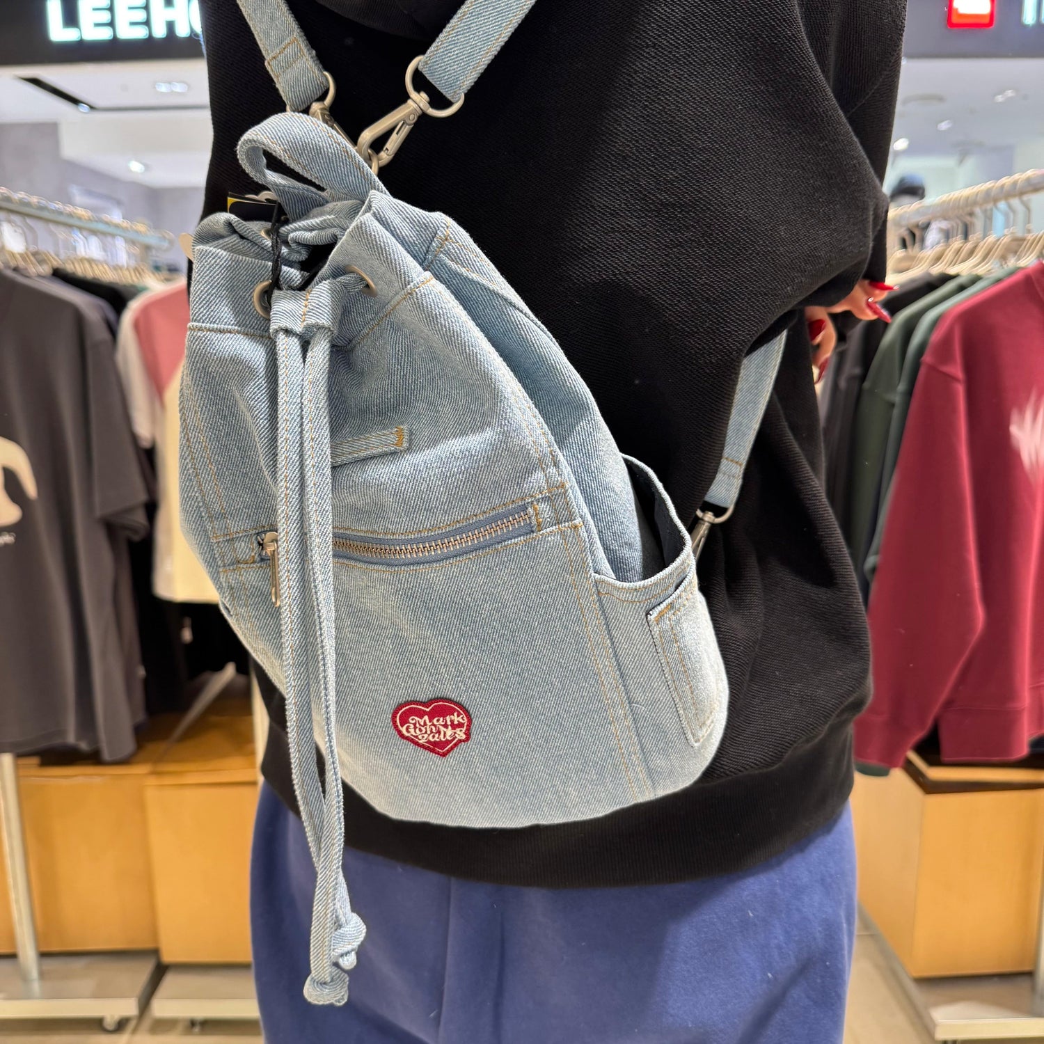 韓國 Mark Gonzales Heart Shaped Denim Side Shoulder Bag 【MG036】 - STT Mall HK 靚太網購