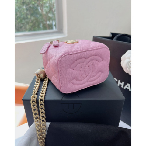 【Brand New】Chanel 連鏡 Small Box Bag 連禮盒 (粉色拼金Logo) (訂金$500，總售價為 $16,888)【ST004】