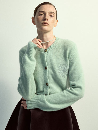 韓國 Mardi Mercredi Raccoon Blended Cardigan Round Neck【MM180】