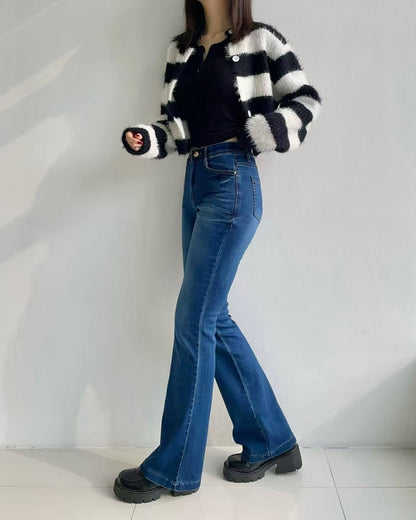 韓國 HowLuk 牛仔褲 刷薄毛 (冬季款)【H5706_1】