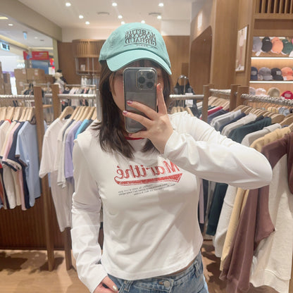 韓國 Marithe Francois Girbaud W VINTAGE BASEBALL CROP LONG SLEEV 【MF299】