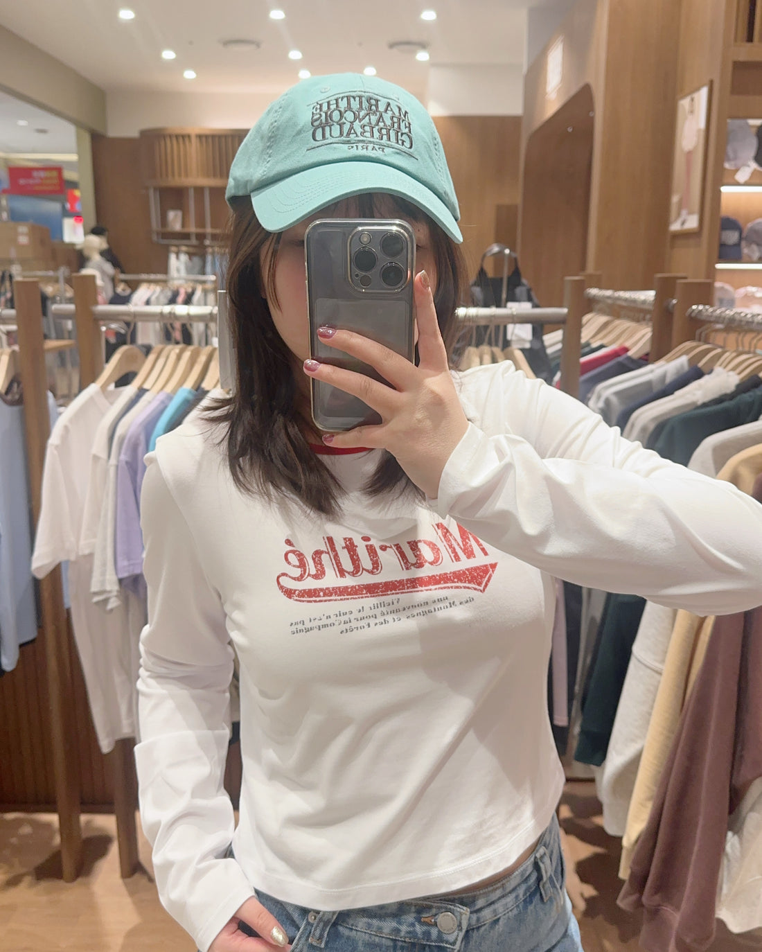 韓國 Marithe Francois Girbaud W VINTAGE BASEBALL CROP LONG SLEEV 【MF299】