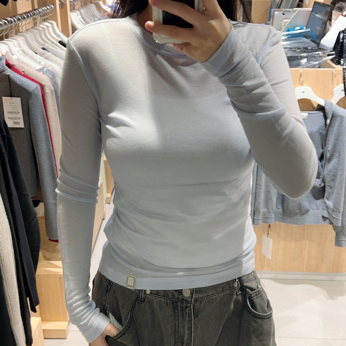 韓國 Satur (W) Slim Fit Layered Long Sleeve【SR140】