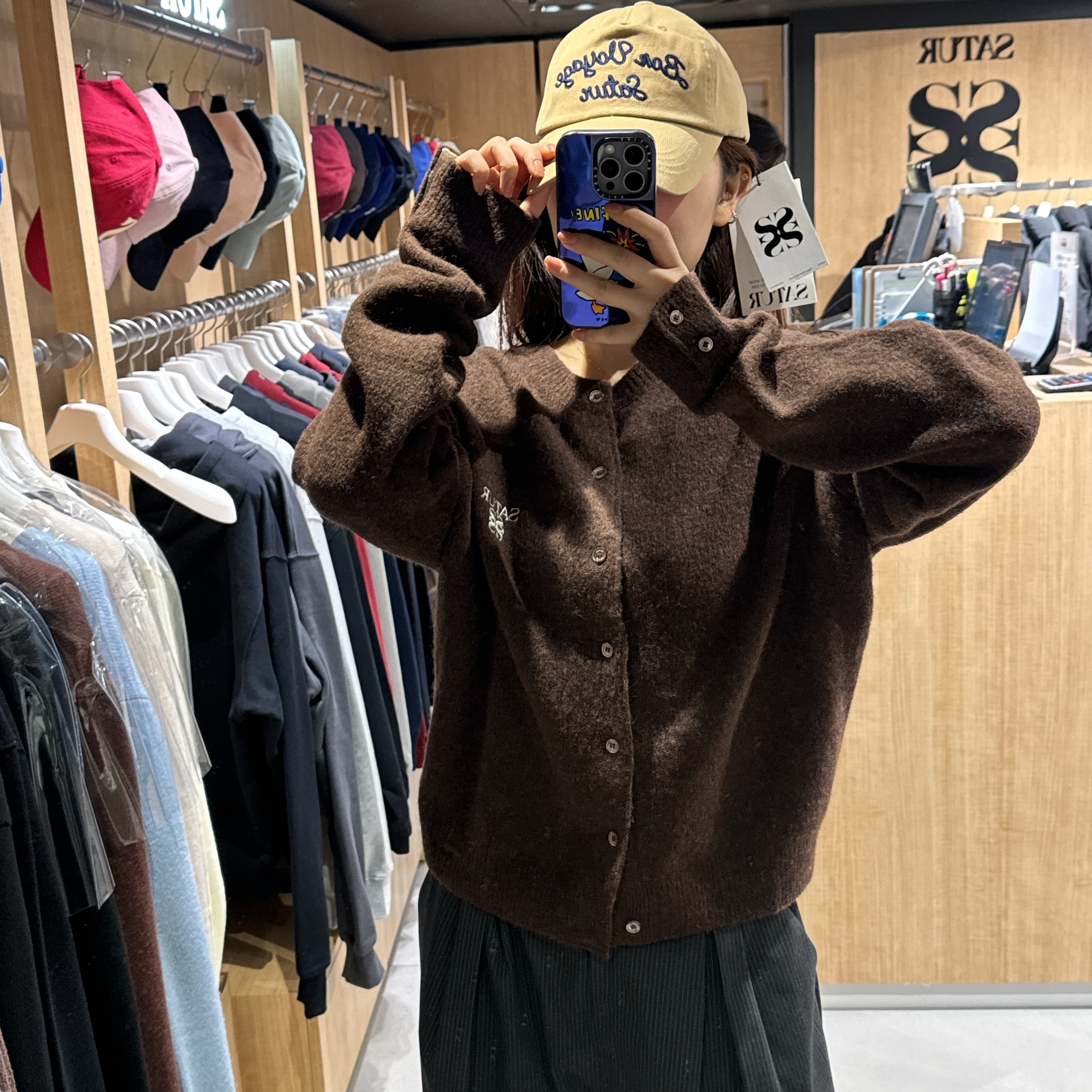 韓國 Satur Lauren Wool Blend Crew Neck Knit Cardigan【SR182】