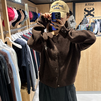 韓國 Satur Lauren Wool Blend Crew Neck Knit Cardigan【SR182】