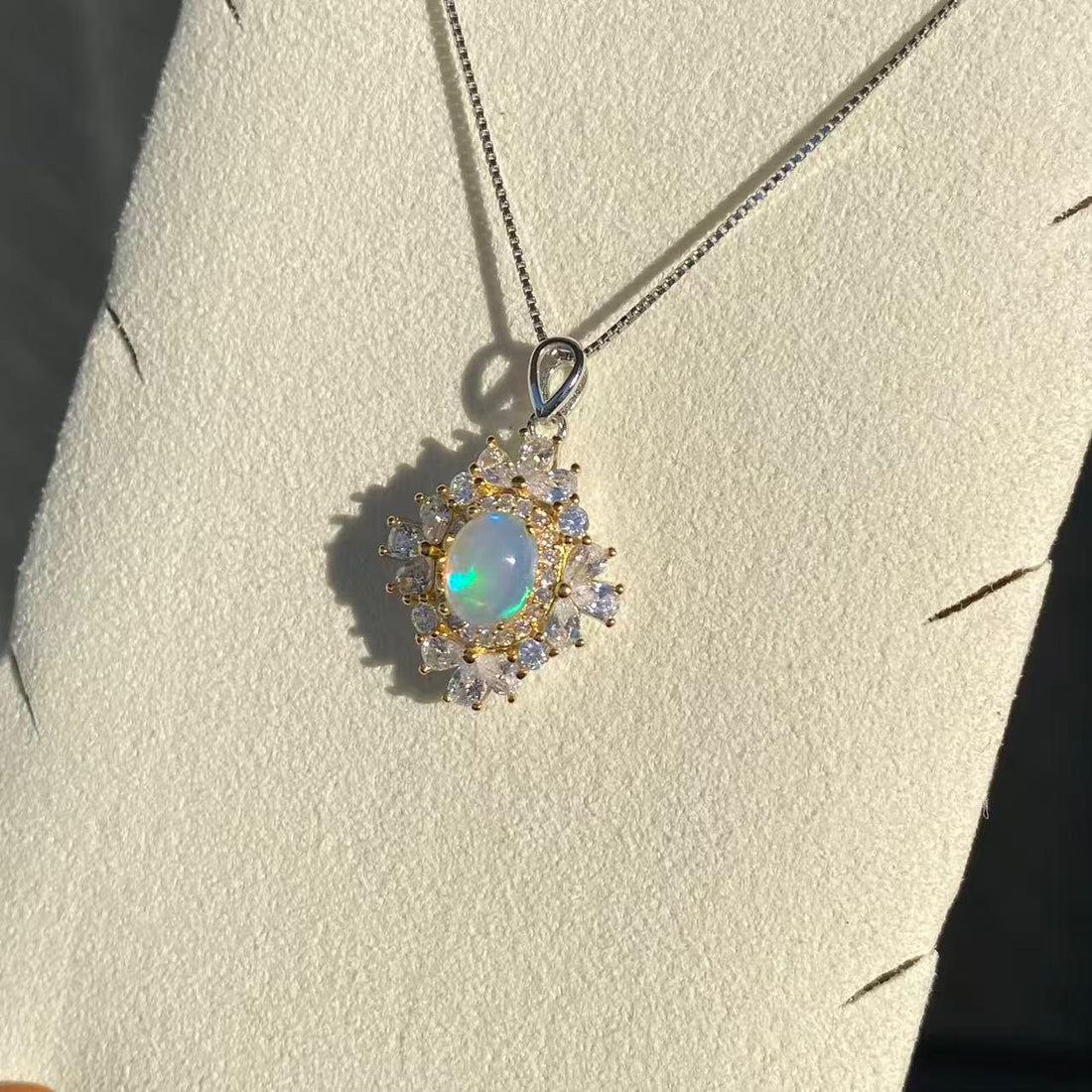 日本直送 滿鑲天然歐泊銀項鍊【JS351】