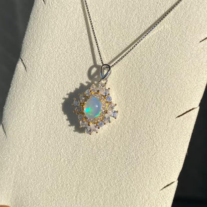 日本直送 滿鑲天然歐泊銀項鍊【JS351】