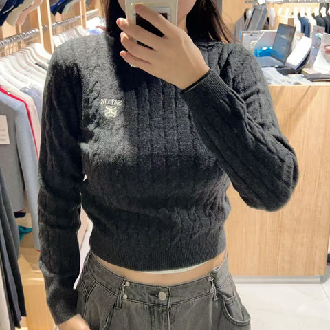 韓國 Satur (W) Soft Touch Cable Crew Neck Knit【SR142】
