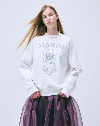 韓國 Mardi Mercredi SWEATSHIRT SWING THE TAIL DDANJI PEARL NECKLACE