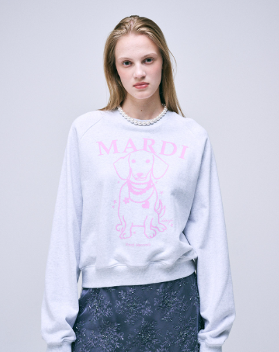 韓國 Mardi Mercredi SWEATSHIRT RAGLAN SWING THE TAIL DDANJI PEARL NECKLACE