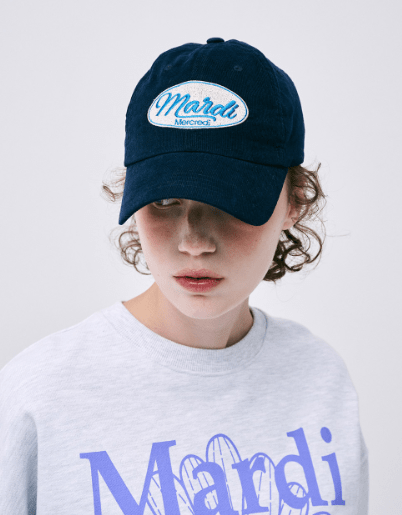韓國 Mardi Mercredi CORDUROY BALL CAP MARDI VINTAGE LOGO - STT Mall HK 靚太網購 -- Navy