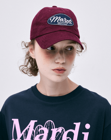 韓國 Mardi Mercredi CORDUROY BALL CAP MARDI VINTAGE LOGO - STT Mall HK 靚太網購 -- BURGUNDY