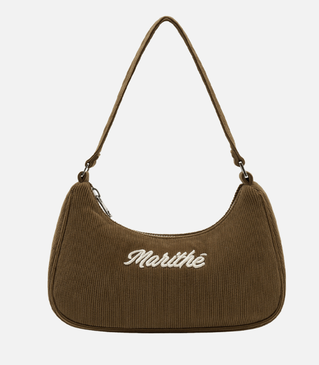 韓國 Marithe Francois Girbaud EMBROIDERY LOGO CORDUROY SHOULDER BAG 【MF029】 - STT Mall HK 靚太網購