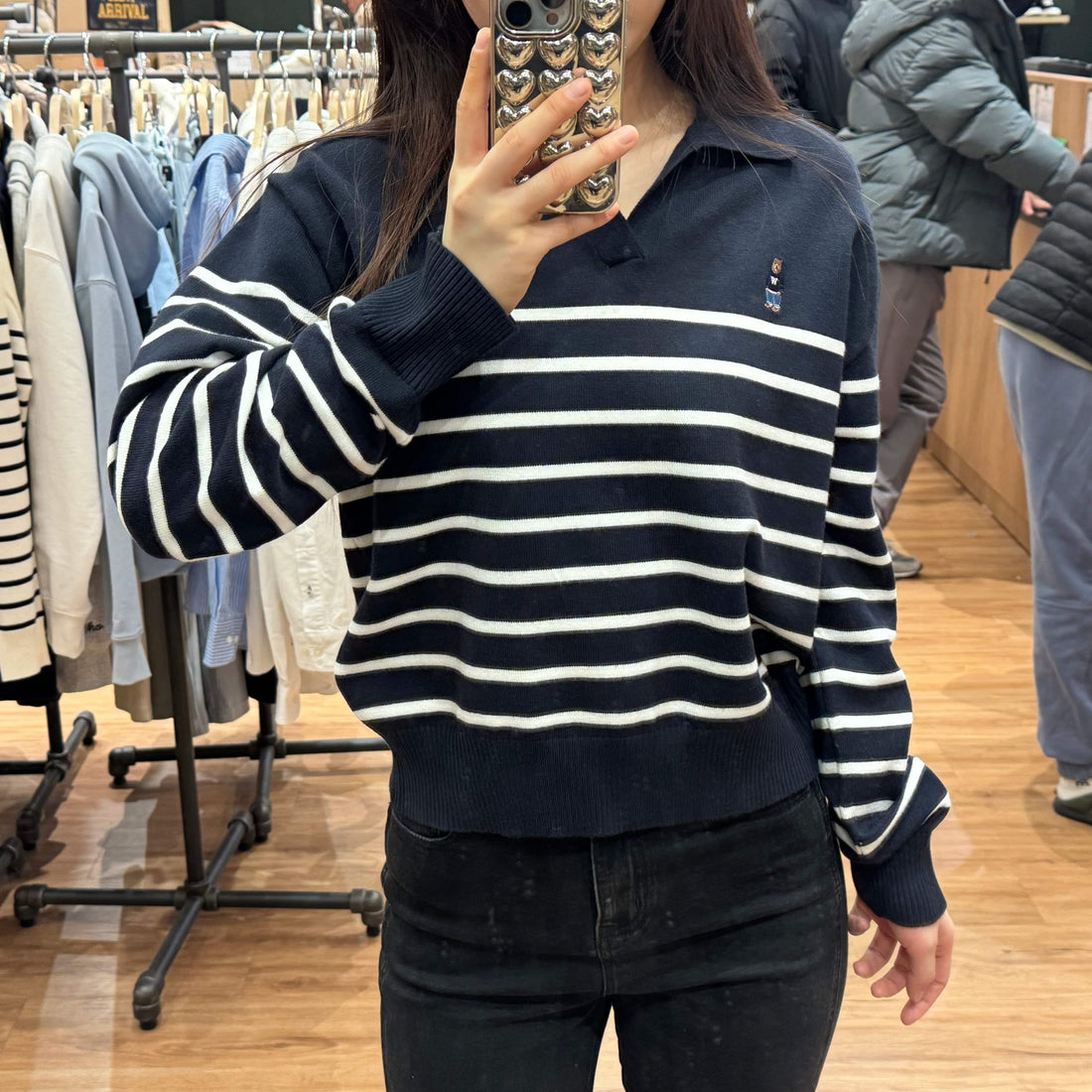 韓國 Who.A.U Steve Open Collar Stripe Pullover【WA059】 - STT Mall HK 靚太網購