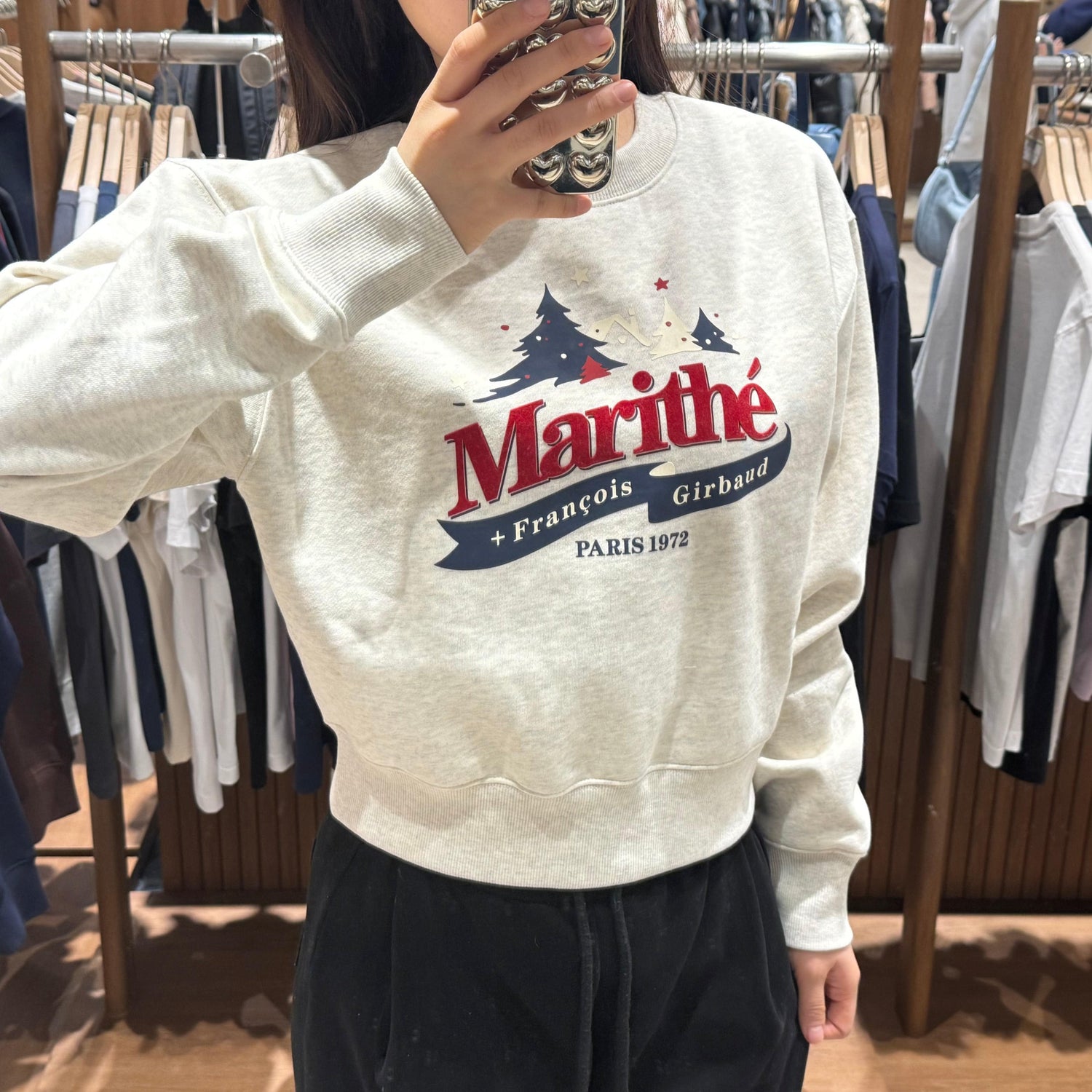 韓國 Marithe Francois Girbaud W WINTER CHALET CROP SWEATSHIRT BRUSHED 【MF001】 - STT Mall HK 靚太網購