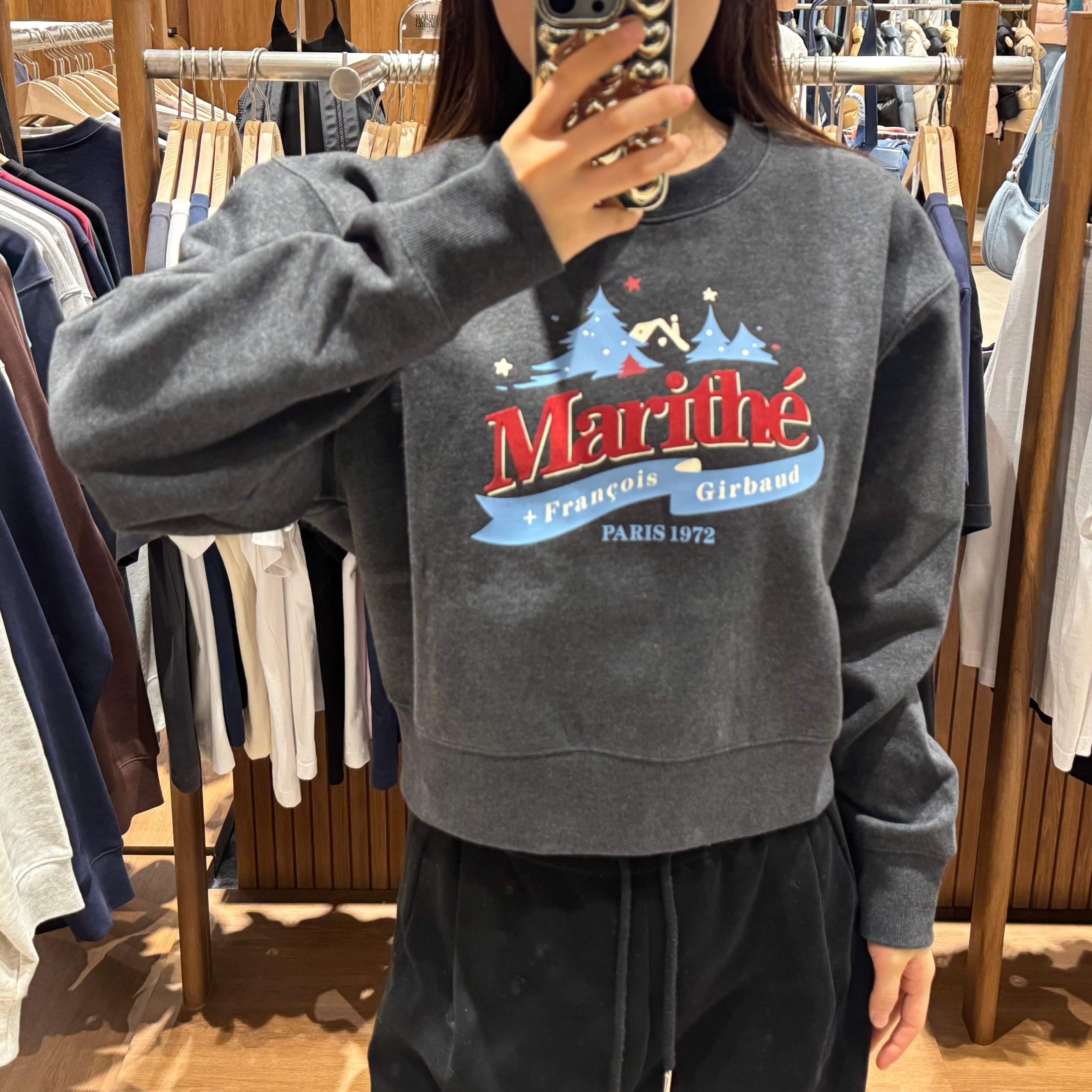 韓國 Marithe Francois Girbaud W WINTER CHALET CROP SWEATSHIRT BRUSHED 【MF001】 - STT Mall HK 靚太網購