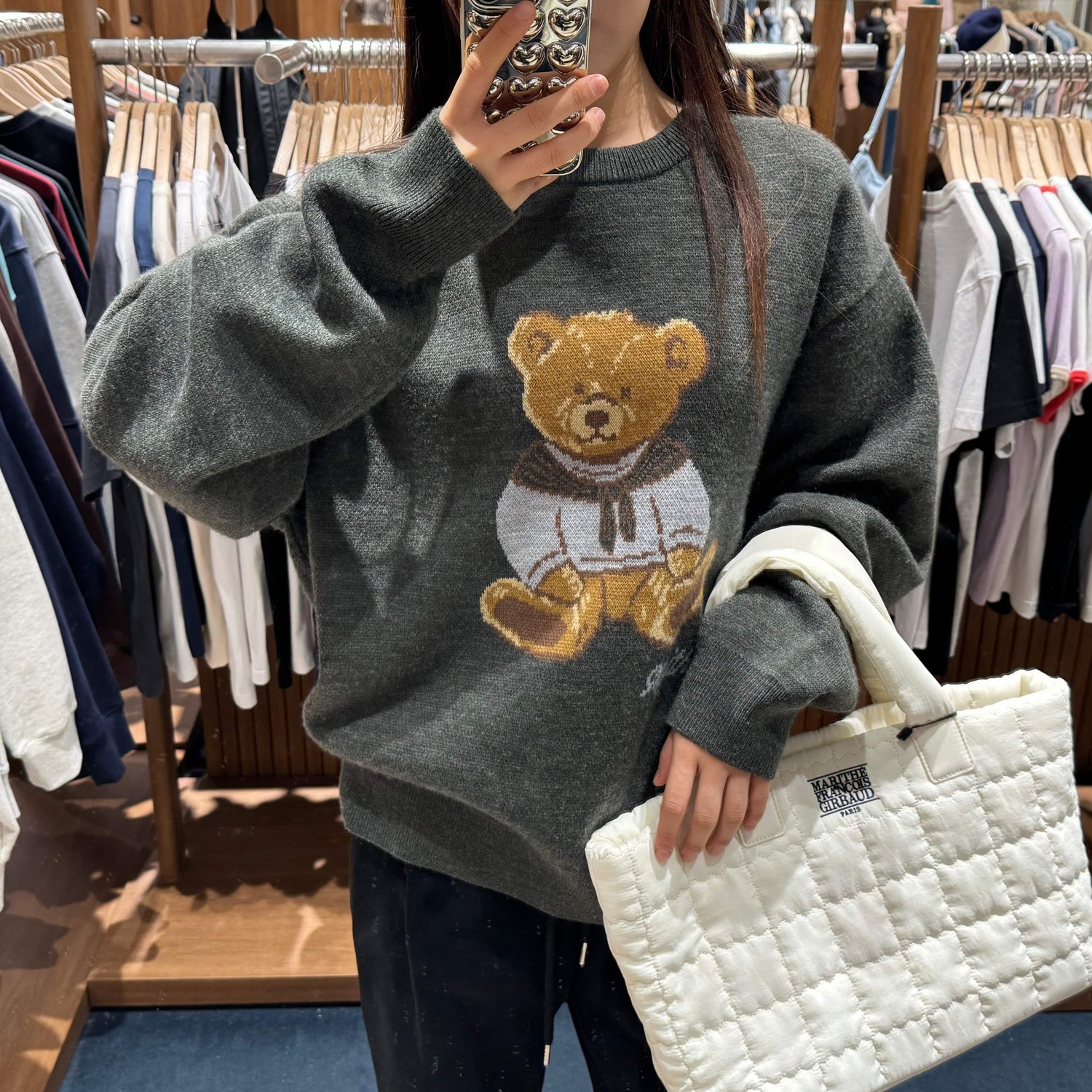 韓國 Marithe Francois Girbaud DOODLE BEAR SWEATER 【MF006】 - STT Mall HK 靚太網購