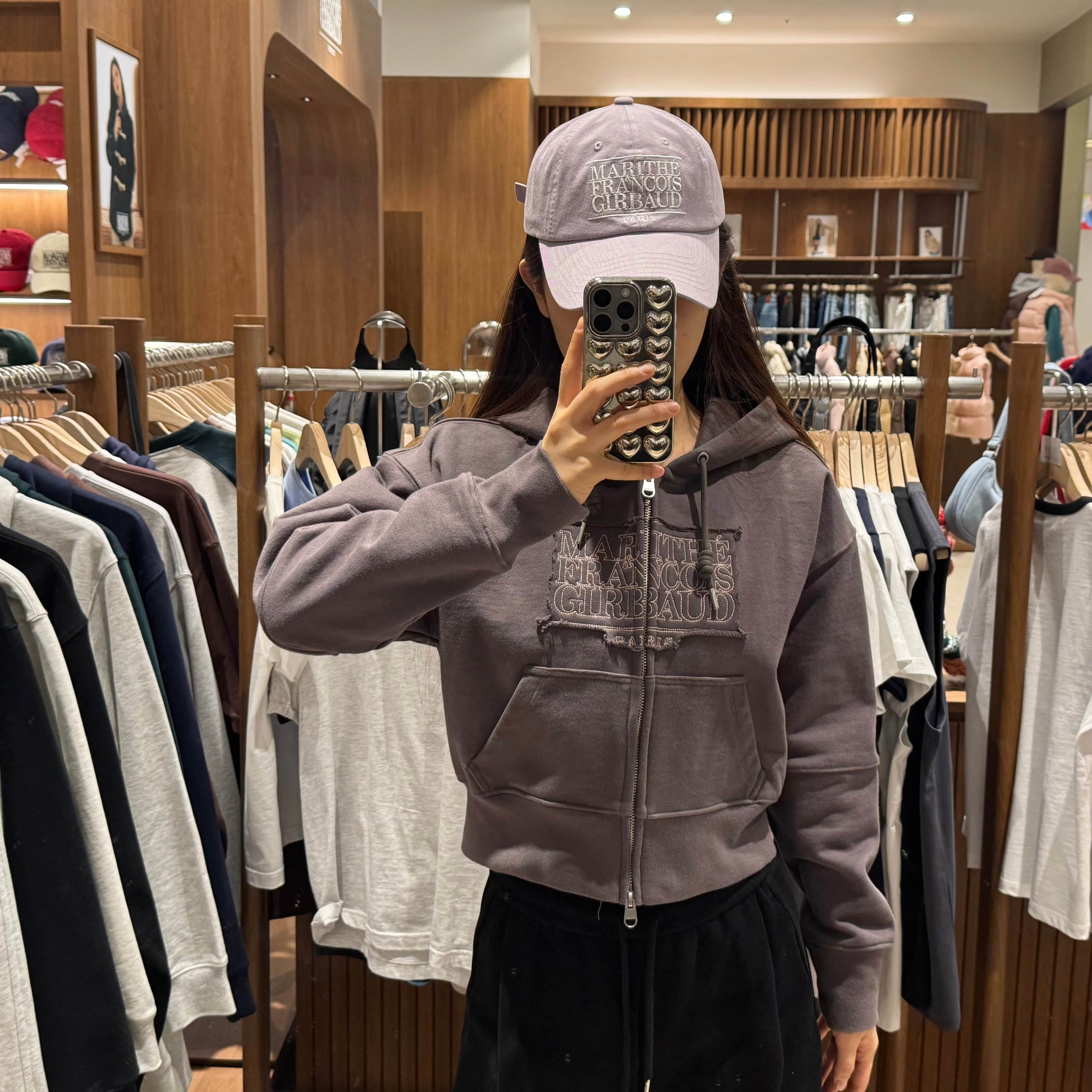 韓國 Marithe Francois Girbaud W CLASSIC LOGO CROP HOODIE ZIPUP 【MF018】 - STT Mall HK 靚太網購