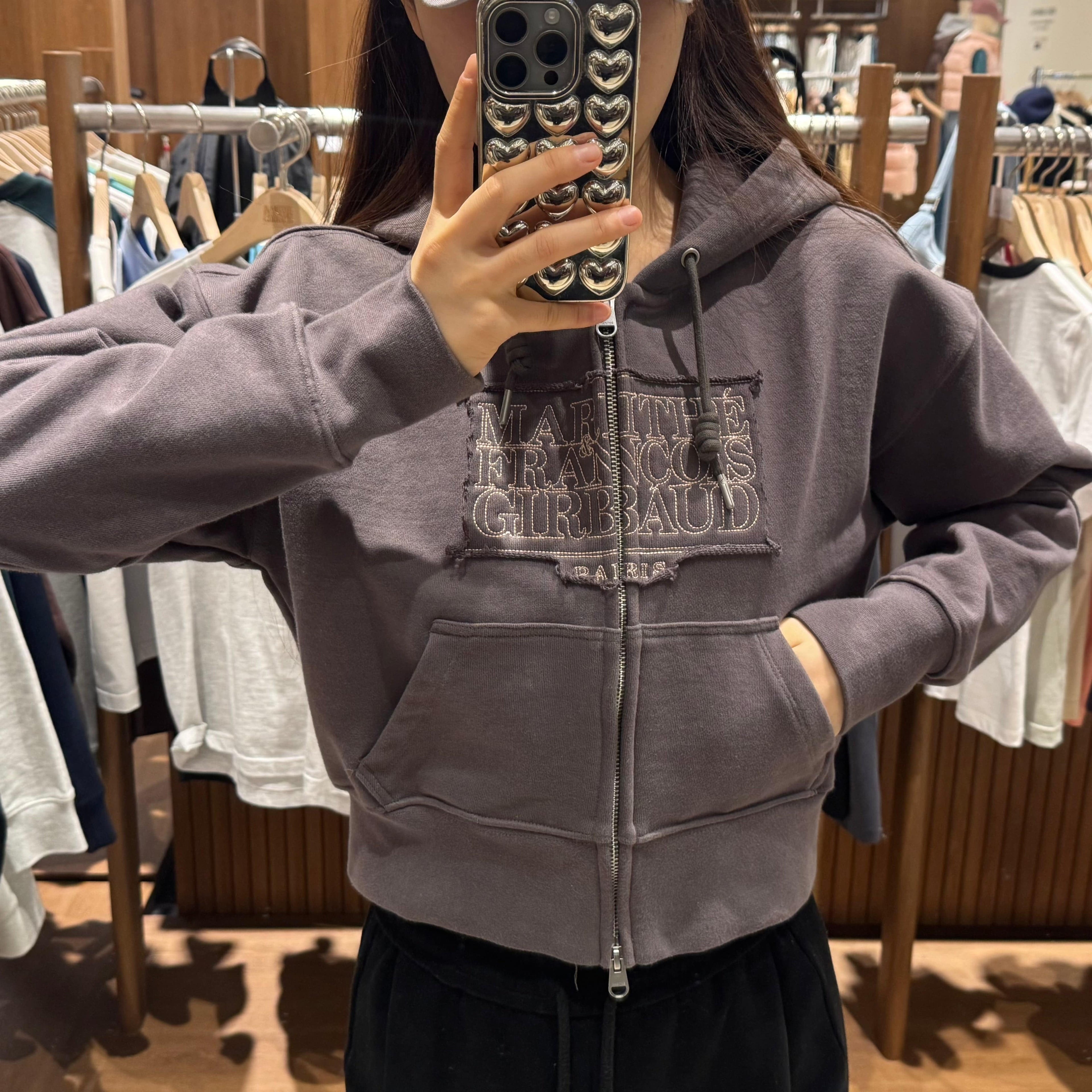 韓國 Marithe Francois Girbaud W CLASSIC LOGO CROP HOODIE ZIPUP 【MF018】 - STT Mall HK 靚太網購