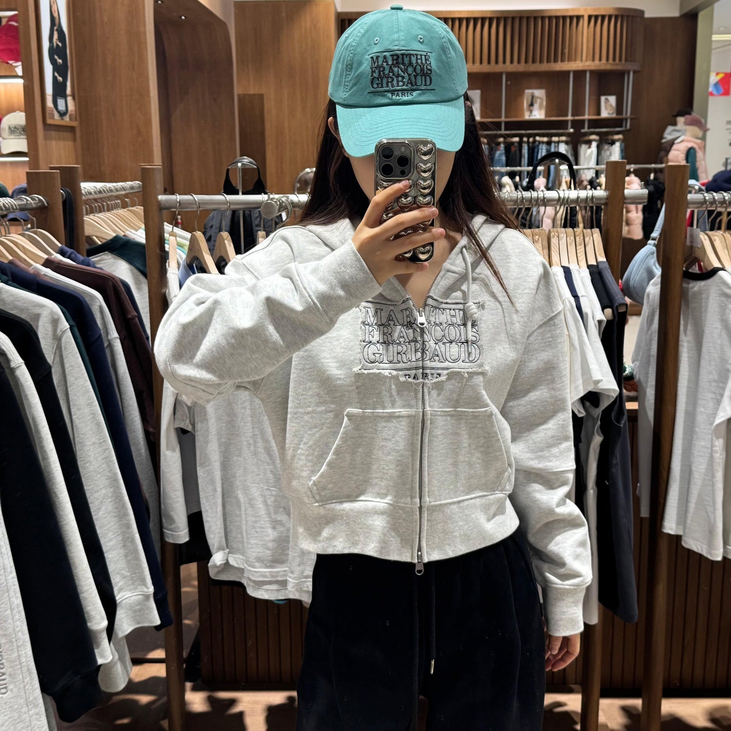 韓國 Marithe Francois Girbaud W CLASSIC LOGO CROP HOODIE ZIPUP 【MF018】 - STT Mall HK 靚太網購