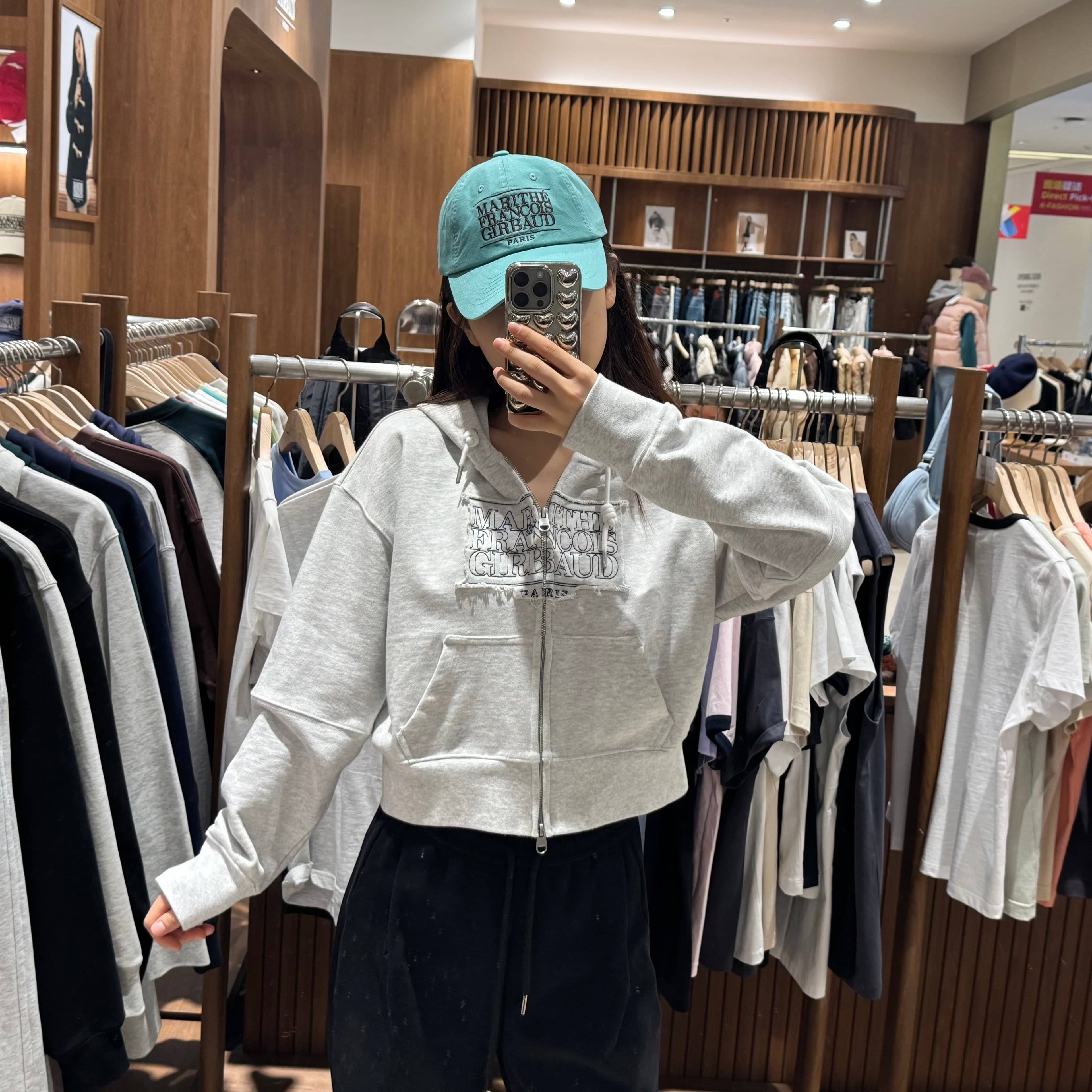 韓國 Marithe Francois Girbaud W CLASSIC LOGO CROP HOODIE ZIPUP 【MF018】 - STT Mall HK 靚太網購