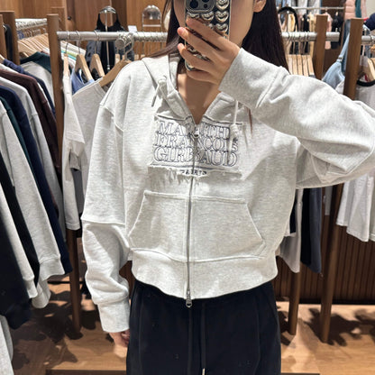 韓國 Marithe Francois Girbaud W CLASSIC LOGO CROP HOODIE ZIPUP 【MF018】 - STT Mall HK 靚太網購