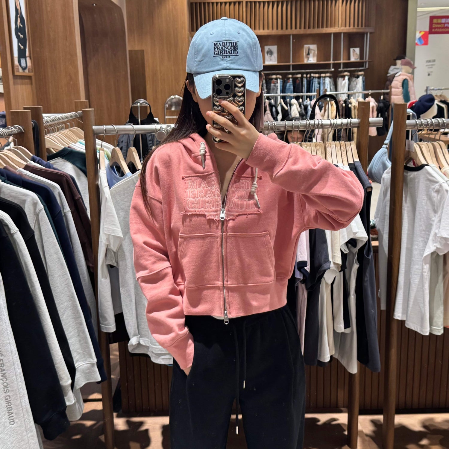 韓國 Marithe Francois Girbaud W CLASSIC LOGO CROP HOODIE ZIPUP 【MF018】 - STT Mall HK 靚太網購