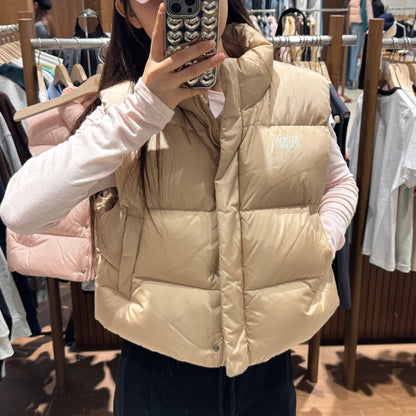 韓國 Marithe Francois Girbaud W CLASSIC LOGO DUCK DOWN CROP VEST 【MF026】 - STT Mall HK 靚太網購