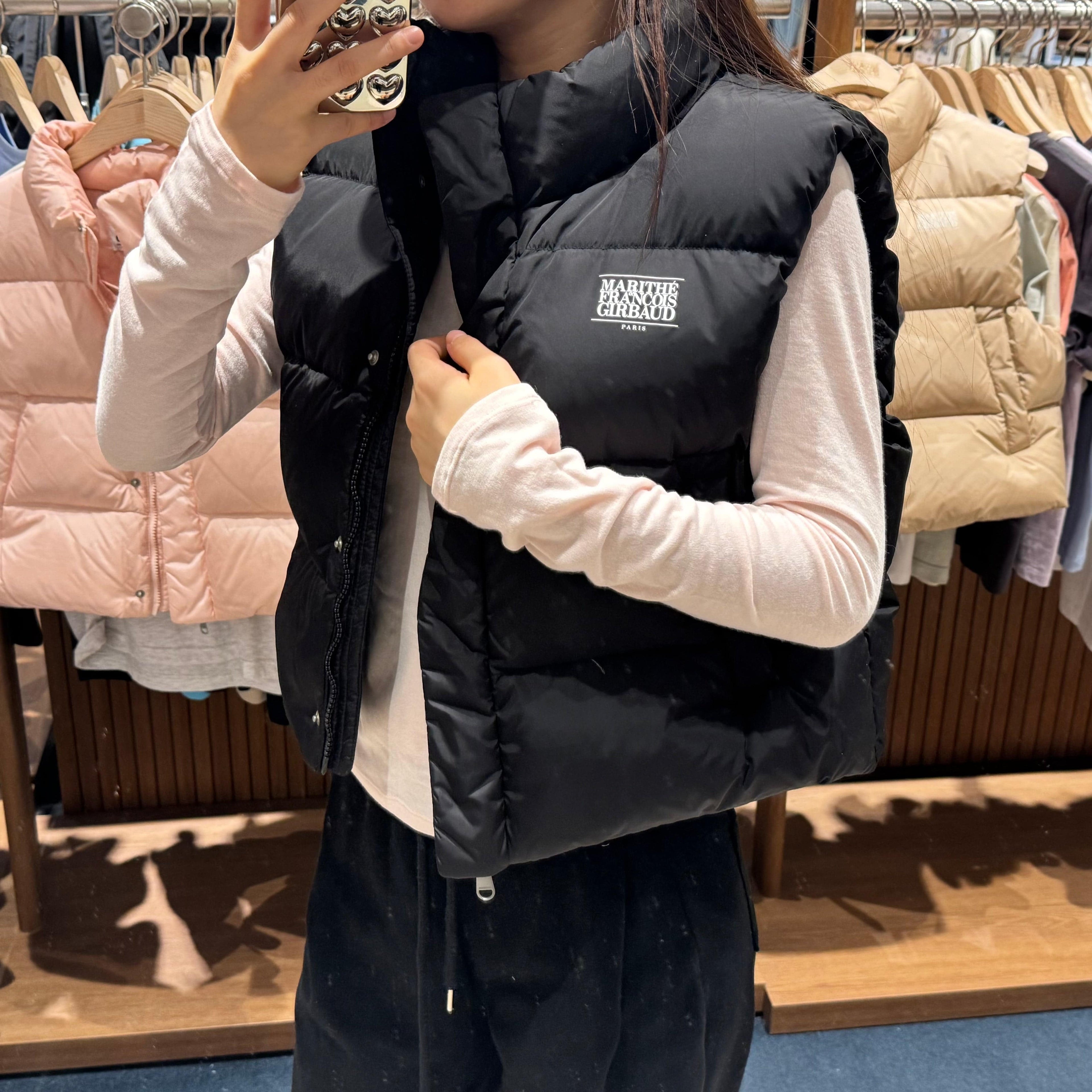 韓國 Marithe Francois Girbaud W CLASSIC LOGO DUCK DOWN CROP VEST 【MF026】 - STT Mall HK 靚太網購