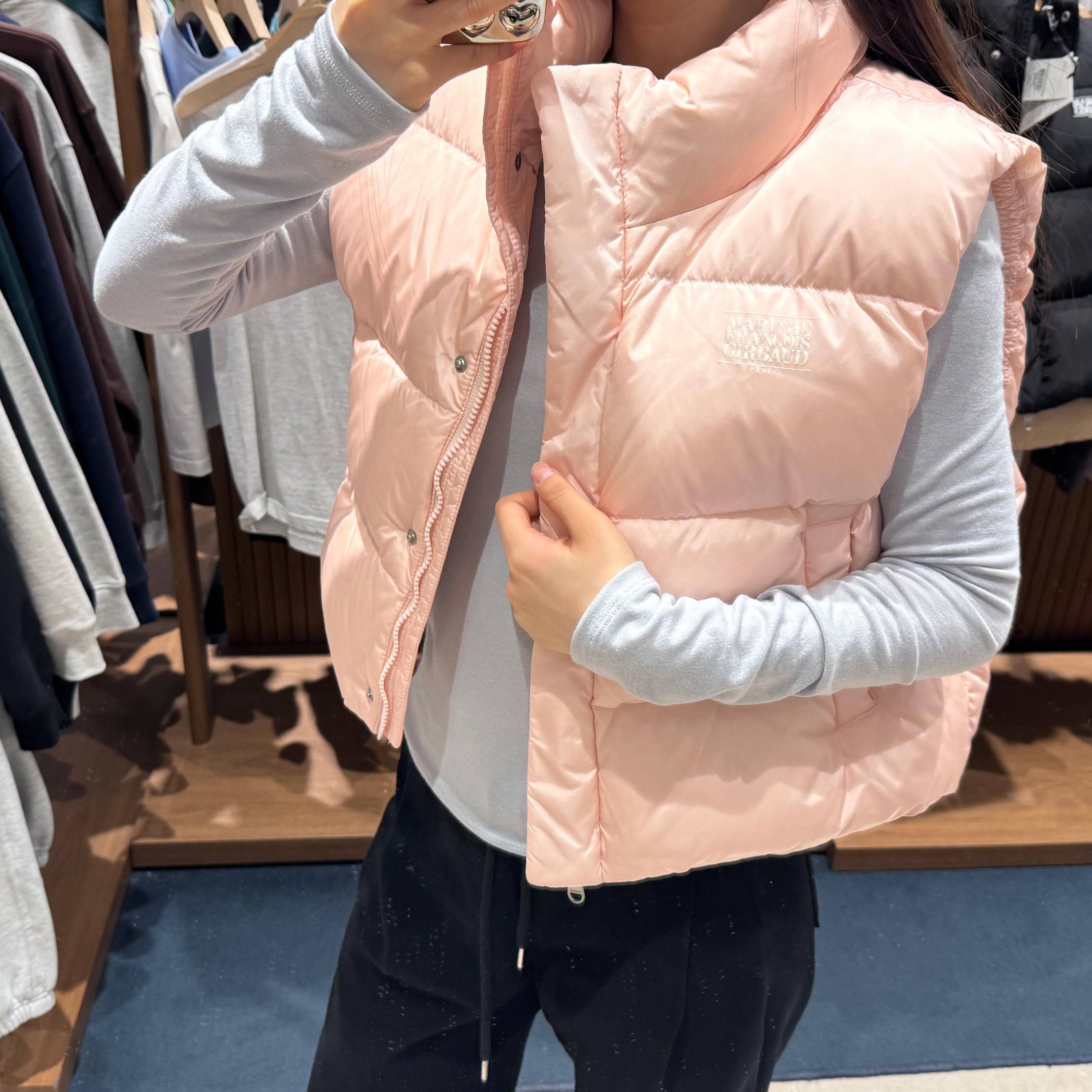 韓國 Marithe Francois Girbaud W CLASSIC LOGO DUCK DOWN CROP VEST 【MF026】 - STT Mall HK 靚太網購