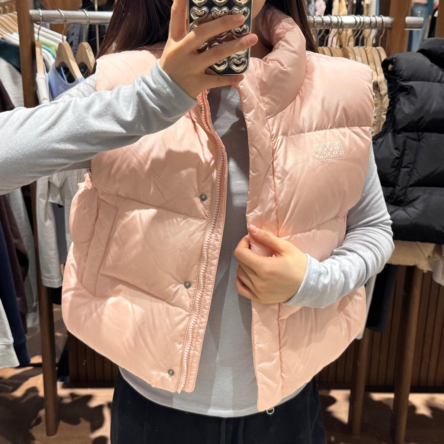 韓國 Marithe Francois Girbaud W CLASSIC LOGO DUCK DOWN CROP VEST 【MF026】 - STT Mall HK 靚太網購