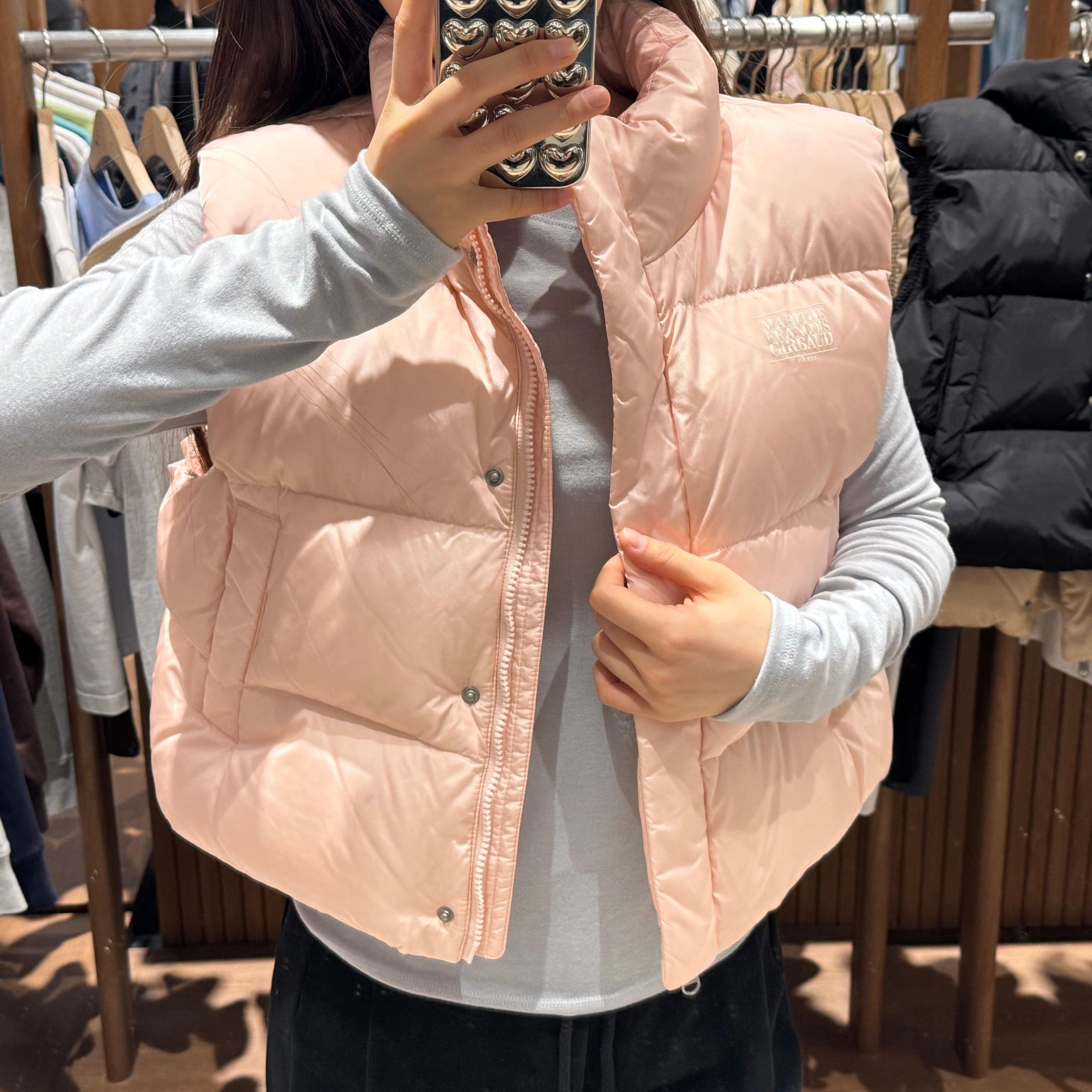 韓國 Marithe Francois Girbaud W CLASSIC LOGO DUCK DOWN CROP VEST 【MF026】 - STT Mall HK 靚太網購