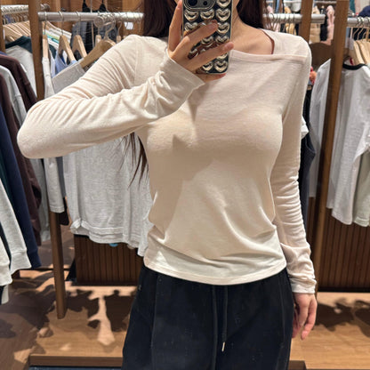 韓國 Marithe Francois Girbaud W NECK POINT LONG SLEEVE 【MF028】 - STT Mall HK 靚太網購