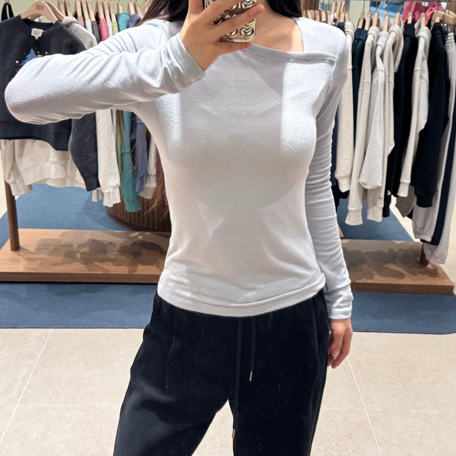 韓國 Marithe Francois Girbaud W NECK POINT LONG SLEEVE 【MF028】 - STT Mall HK 靚太網購