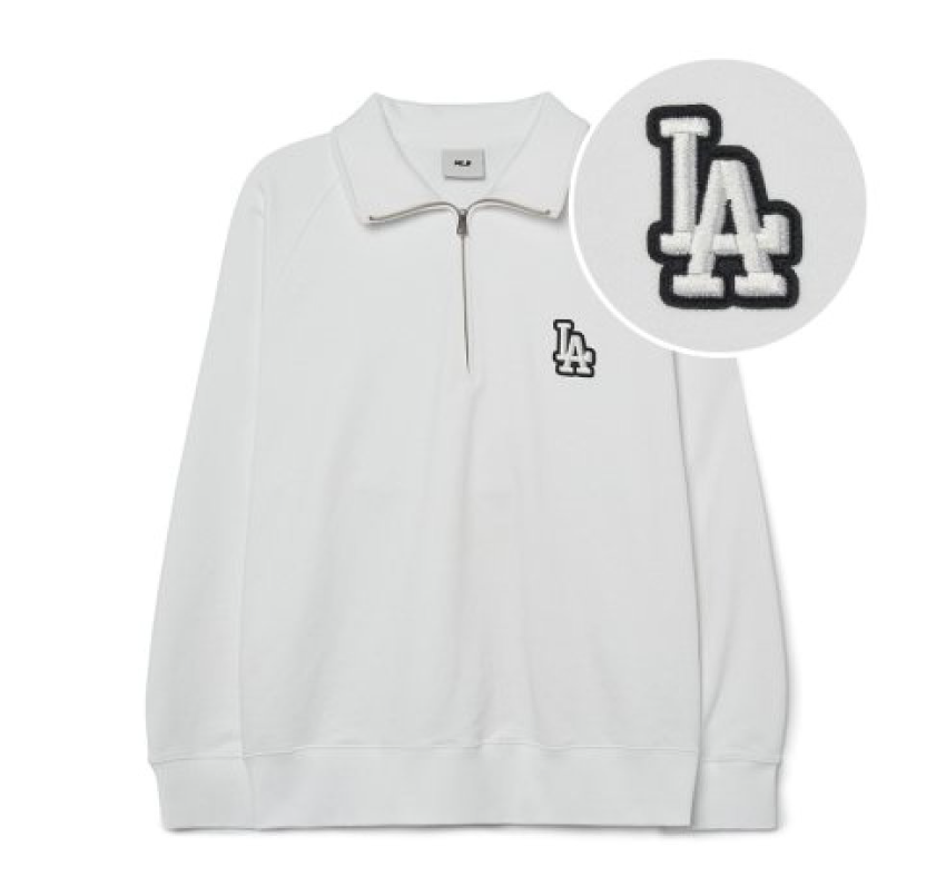 韓國 MLB BASIC MEDIUM LOGO HALF ZIP-UP OVERFIT SWEATSHIRT【MB152】