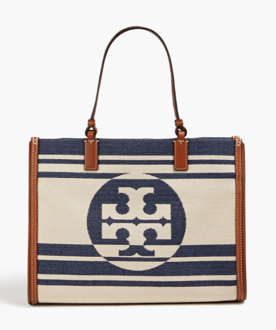 TORY BURCH Ella leather-trimmed jacquard tote