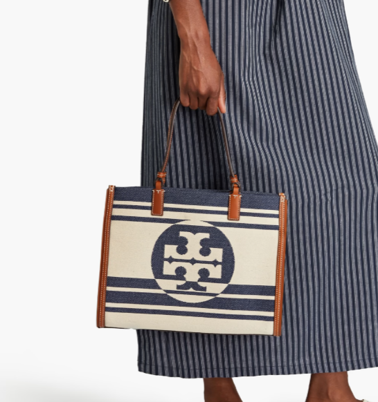 TORY BURCH Ella leather-trimmed jacquard tote