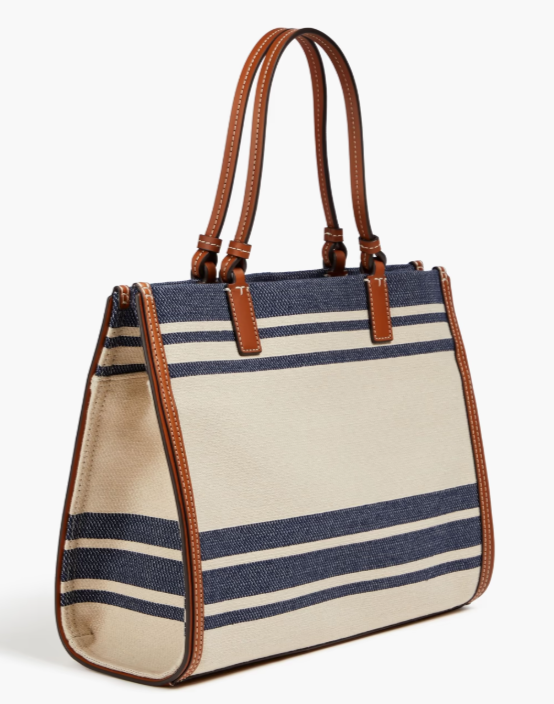 TORY BURCH Ella leather-trimmed jacquard tote