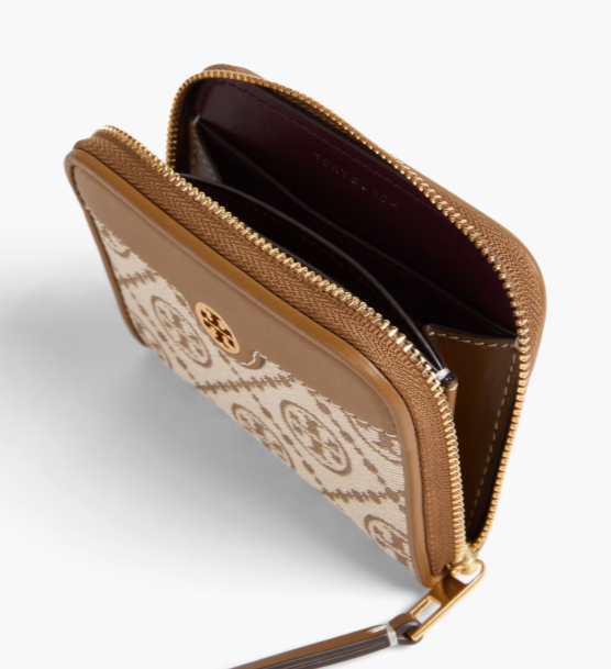 TORY BURCH Jacquard and leather wallet