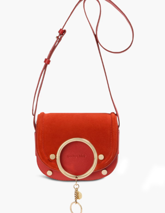 SEE BY CHLOÉ Hana suede and pebbled-leather cross-body bag