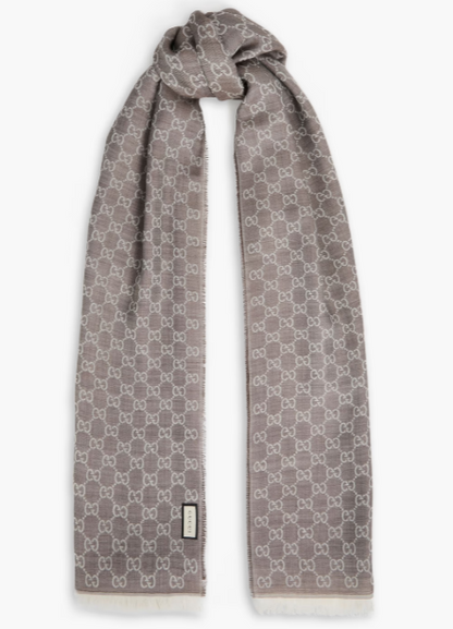 GUCCI Wool and silk-blend jacquard scarf