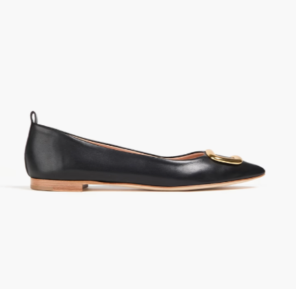 RUPERT SANDERSON Claudette embellished leather point-toe flats