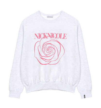 韓國 Nick Nicole ROSE PRINTING SWEATSHIRT【NN038】