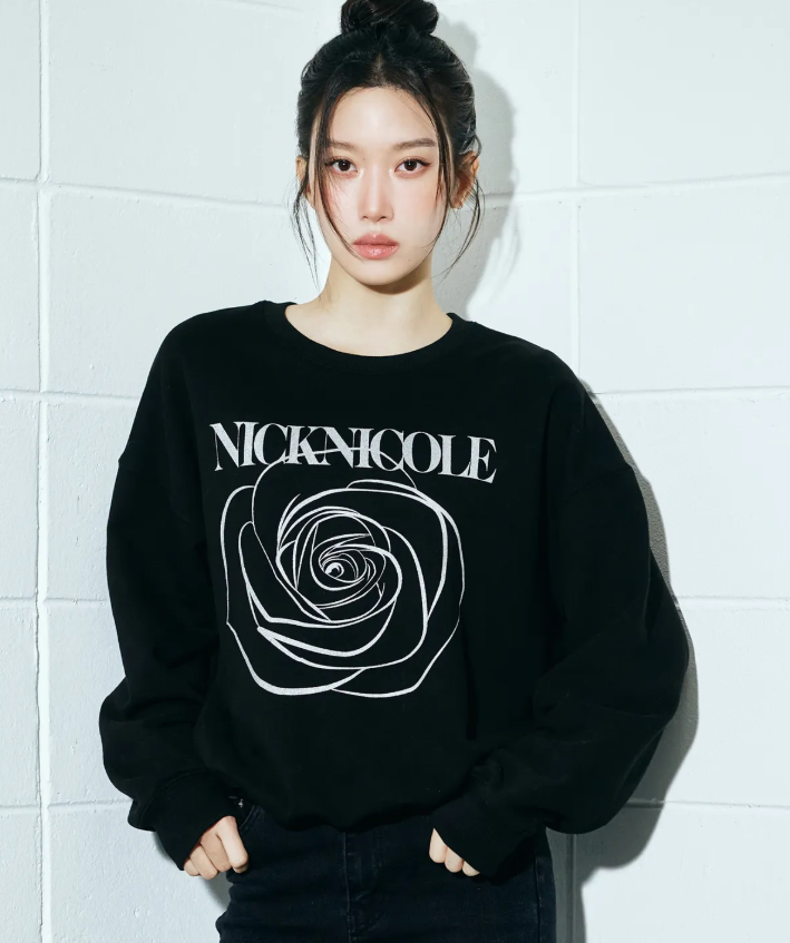 韓國 Nick Nicole ROSE PRINTING SWEATSHIRT【NN038】