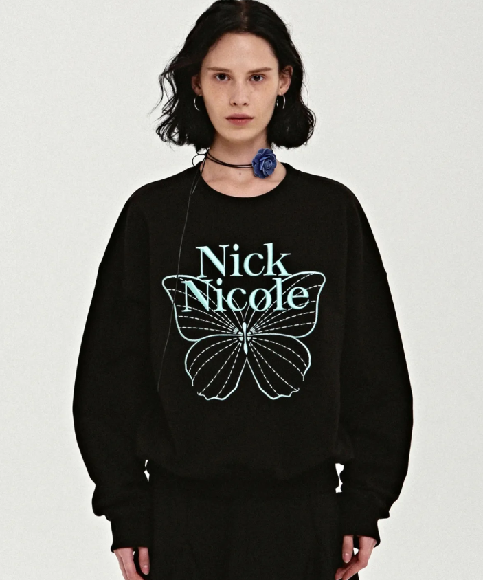 韓國 Nick Nicole VOLUME BUTTERFLY SIGNATURE SWEATSHIRT【NN042】