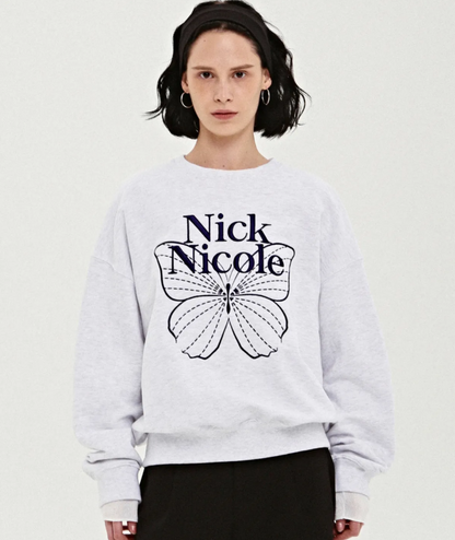 韓國 Nick Nicole VOLUME BUTTERFLY SIGNATURE SWEATSHIRT【NN042】