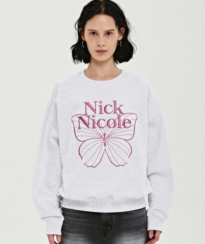 韓國 Nick Nicole VOLUME BUTTERFLY SIGNATURE SWEATSHIRT【NN042】